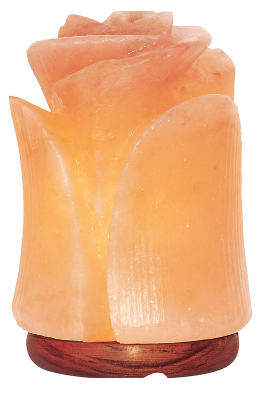 Spantik Tulip Shape Himalayan Pink Salt Lamp | Hand-Carved Rock Salt Flower Lamp | Natural Salt Night Light Desk Lamp for Home Office Decor | Himalayan Salt Lamps Sourced from Pakistan