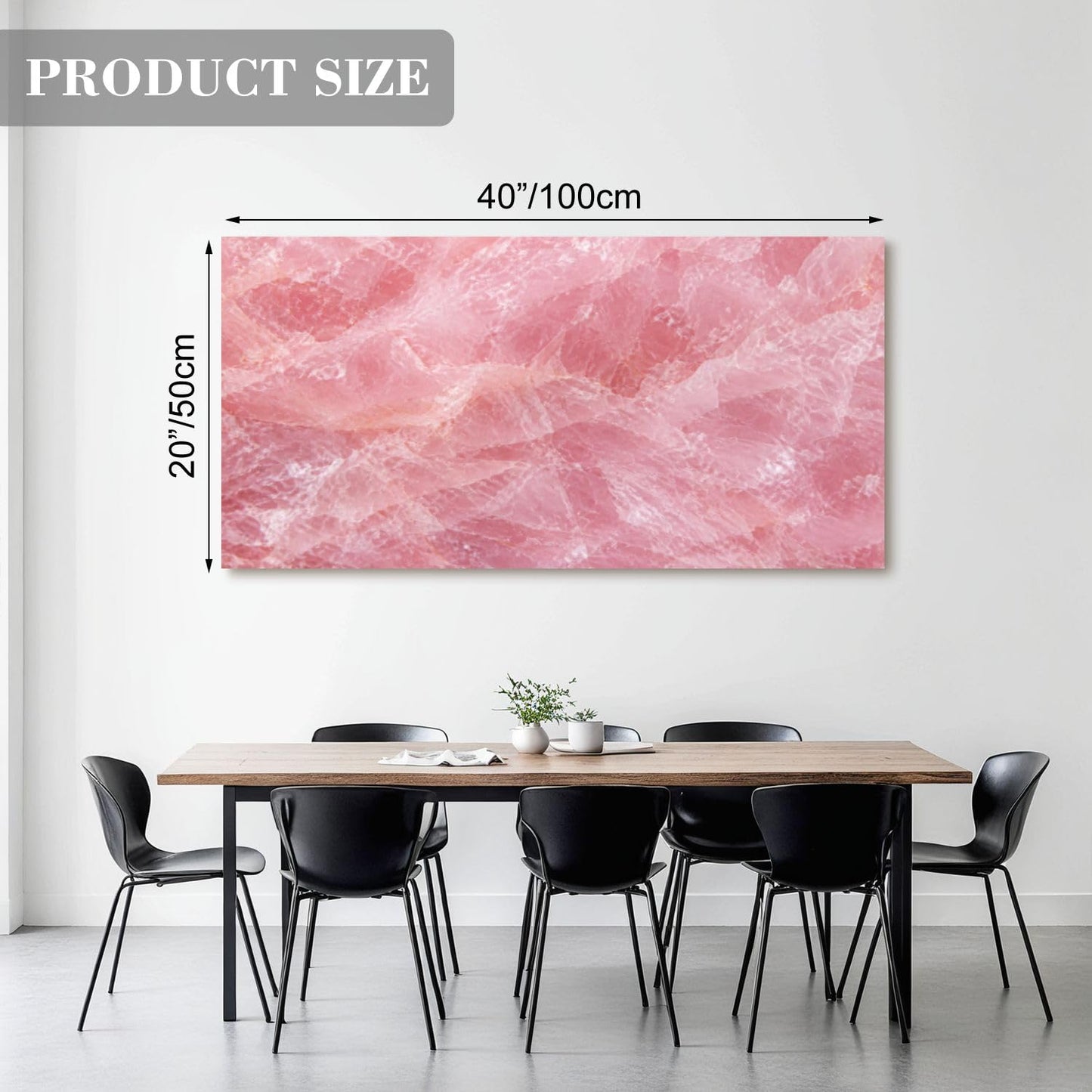 Canvas Wall Art Prints Himalayan pink salt rock from whole solid crystal block Large Framed Artwork Wall Paintings Pictures Posters 20"x40" Home Decor for Living Room Office Bedroom