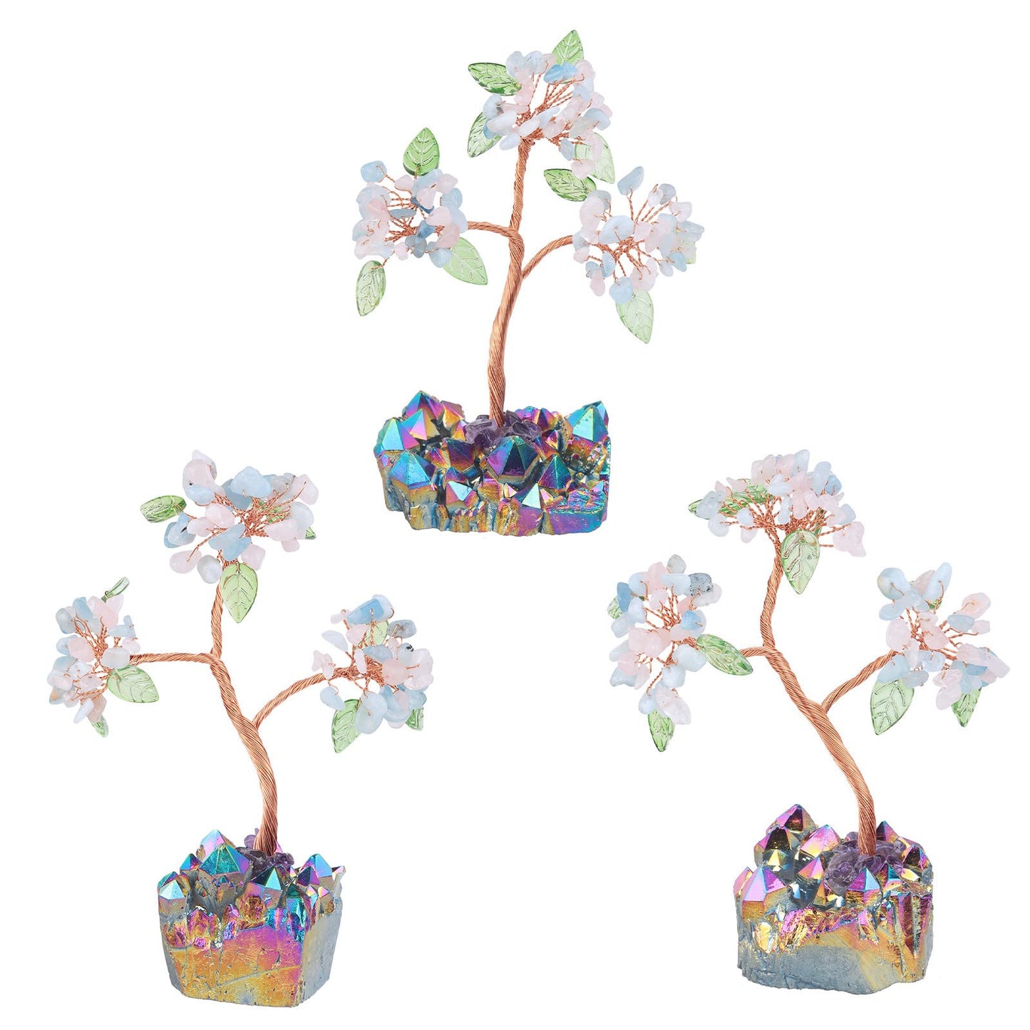 mookaitedecor Healing Crystal Tree with Rainbow Titanium Cluster Base
