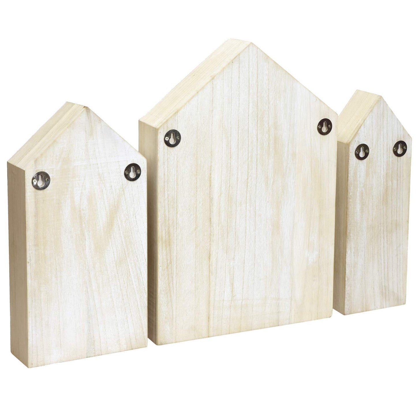 Ikee Design House-Shaped Wooden Shadow Cubby Box Display Shelf Organizer Storage Shadow Box for Mini Figures, Set of 3, Wash White Color, 10 W x 2 1/4 D x 15 H in