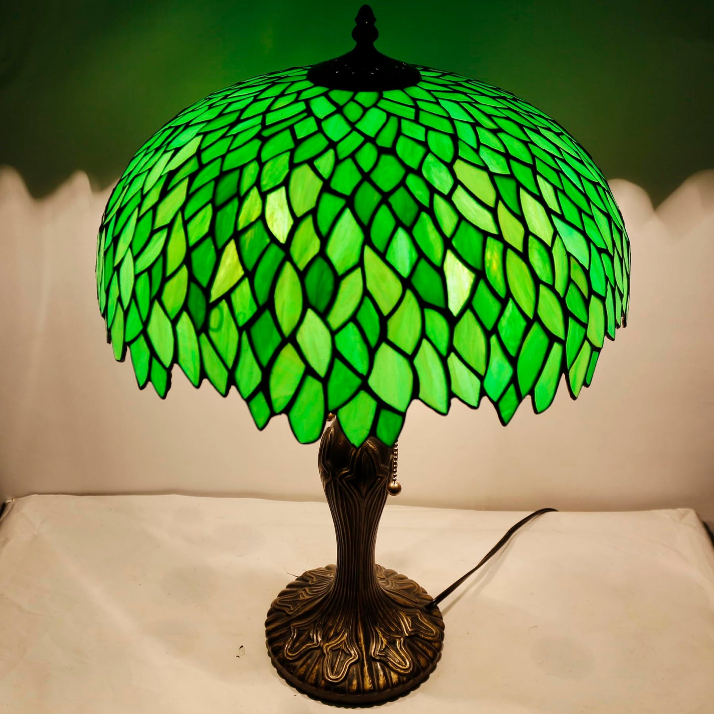 WERFACTORY Tiffany Table Lamp Stained Glass Bedside Lamp Desk Reading Light
