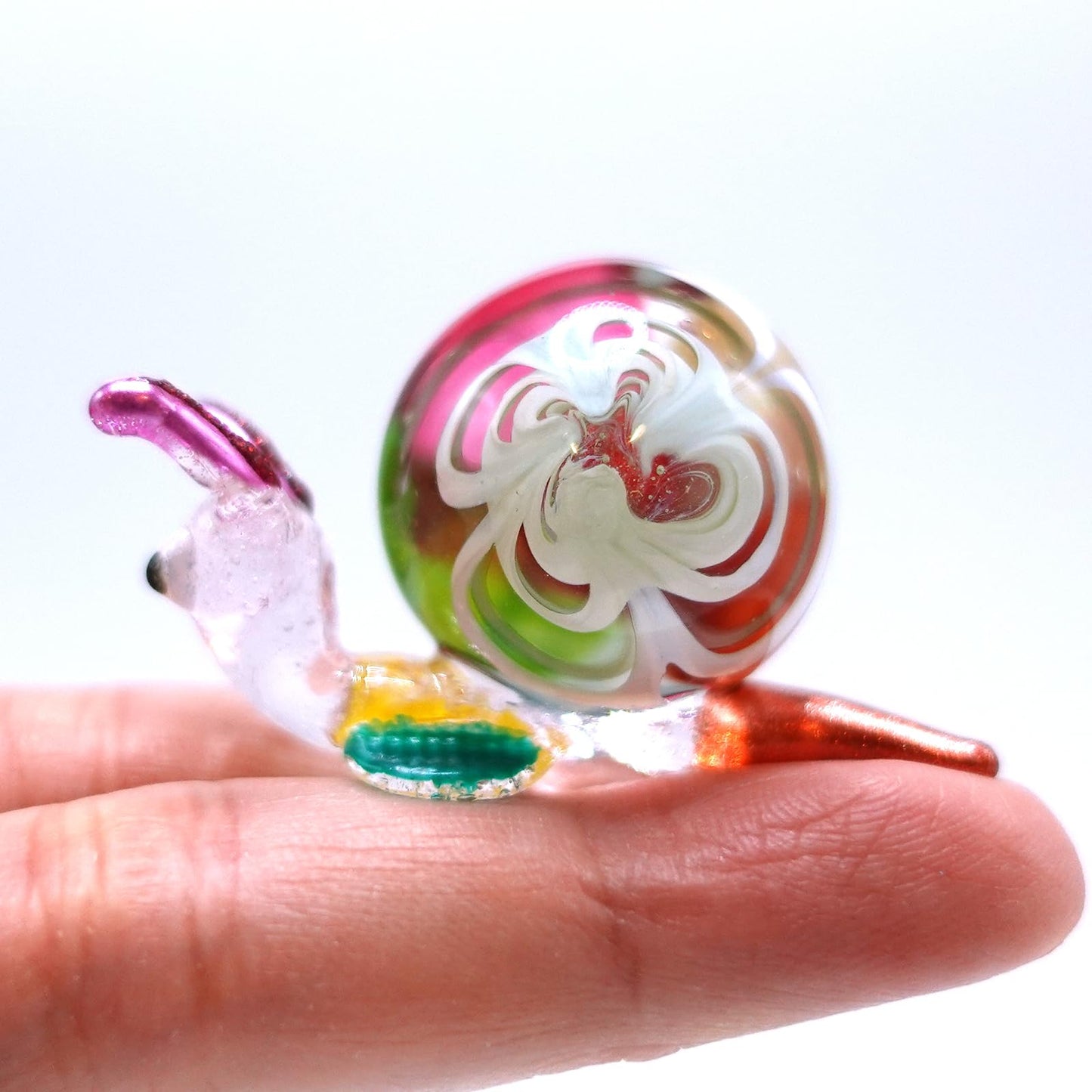 Sansukjai Snail Miniature Hand Blown Glass Art Figurines Animals Collectible Gift Home Decorate Ornament (Flower)