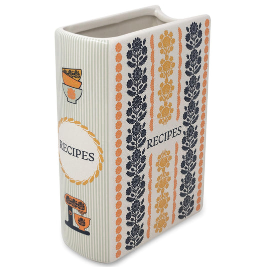Steel Mill & Co Original Book-Shaped Decorative Vase, Ceramic Vases for Home Decor, Cute Kitchen Decor, Unique Vase (Vintage Floral Stripe)