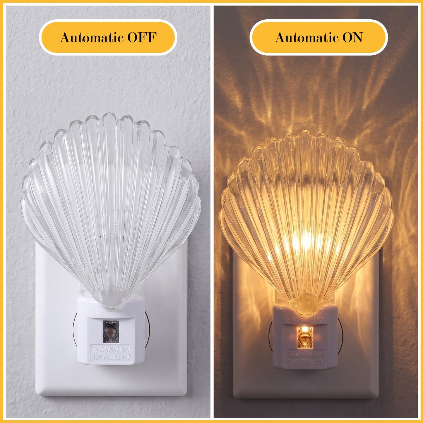 Ropoloogy 1 Pcs Coastal Night Light LED Night Lighting Plug into Wall with Light Sensor Sea Bathroom Decor Ocean Glass Rotating Nightlights White Soft Lighting for Home Hallway Bedroom (Seashell)