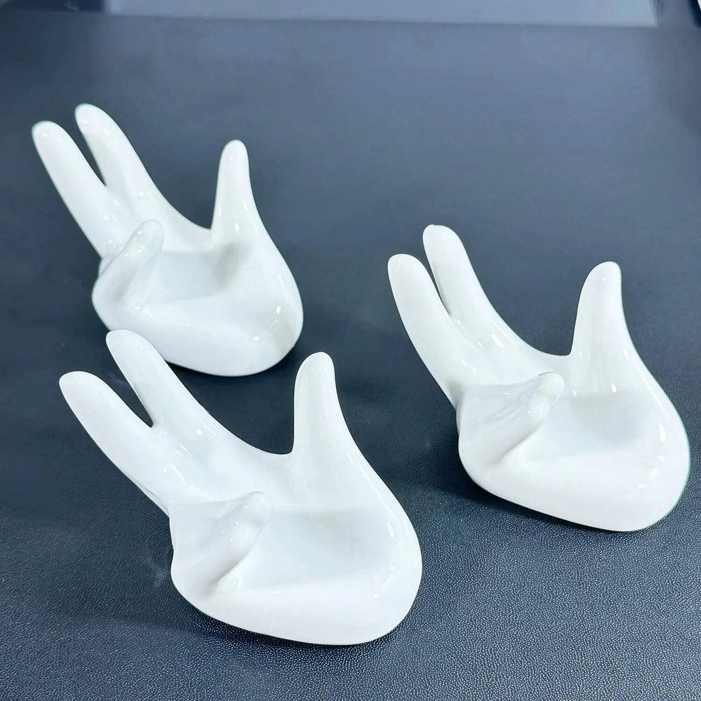 Wax Wane Ceramic Hand Display Stand, White Jewelry and Crystal Holder, Decorative Hand Sculpture