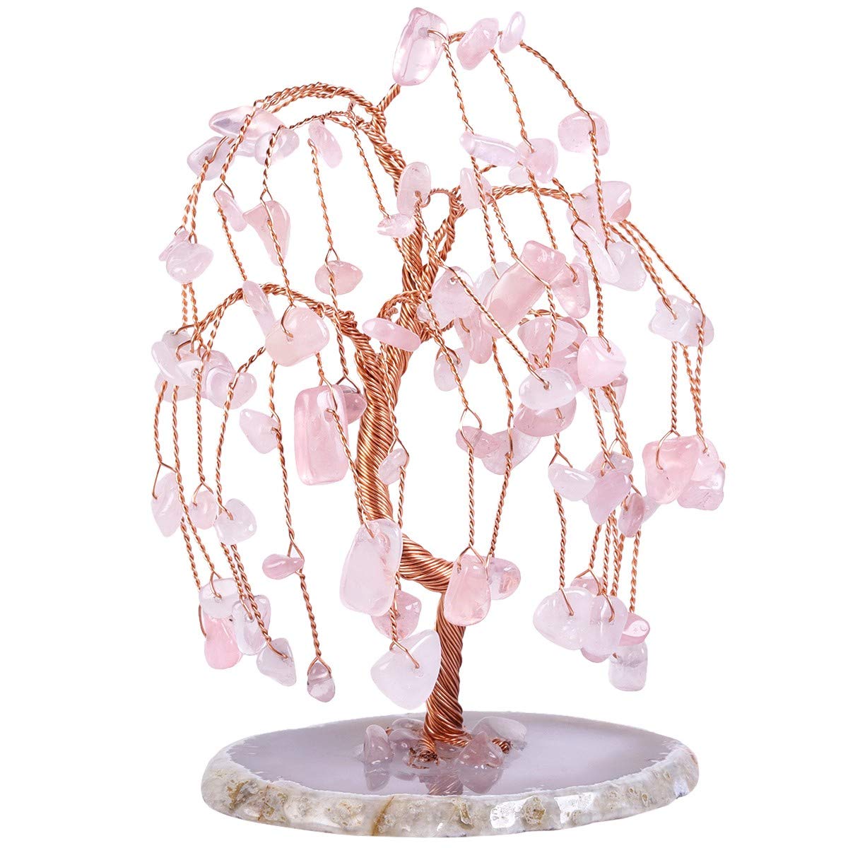 Rockcloud Handmade Rose Quartz Crystal Tree for Home Office Decor 3.5-4.5"