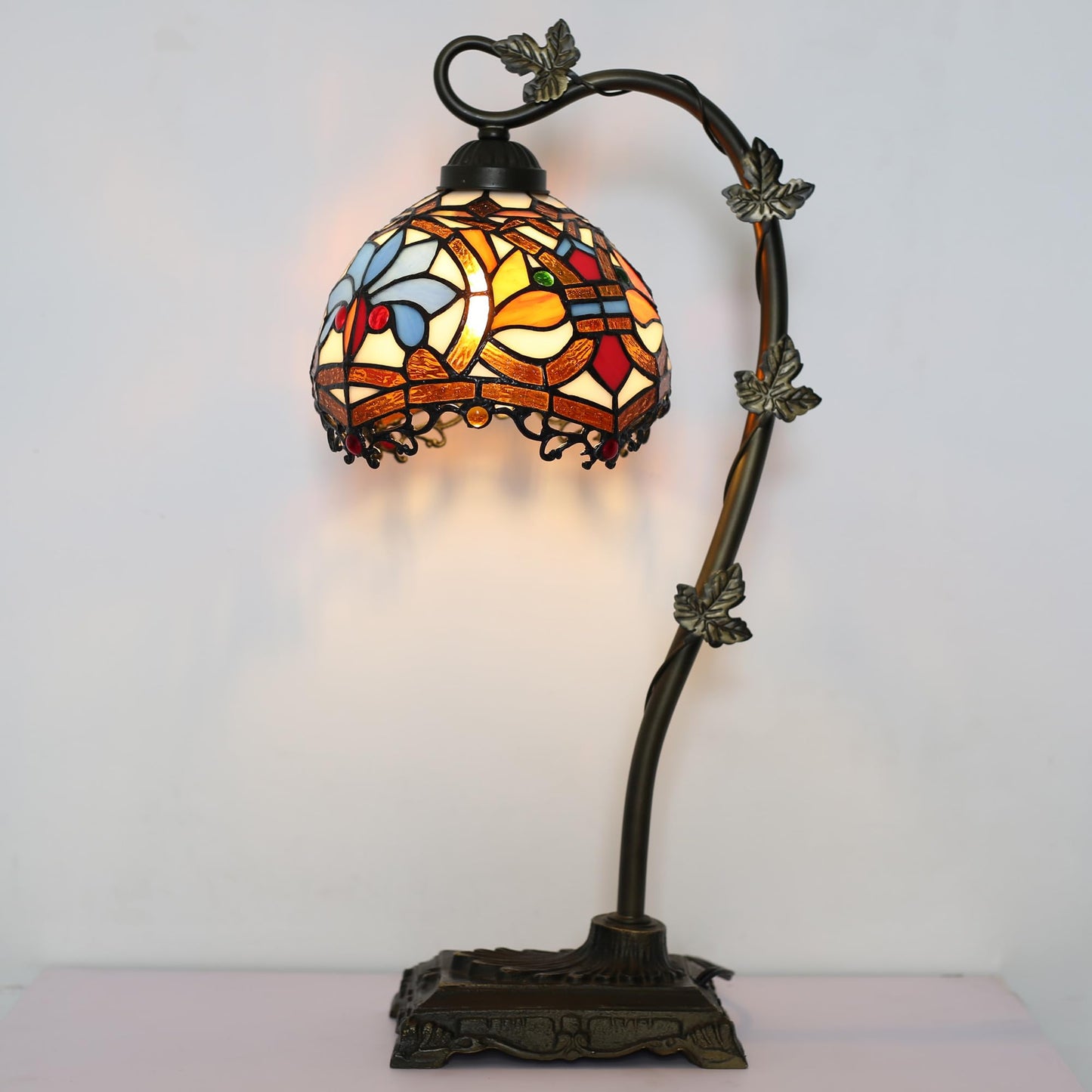 Tasklum Tiffany Style Table Lamp 8" Stained Glass Office Reading Lamp