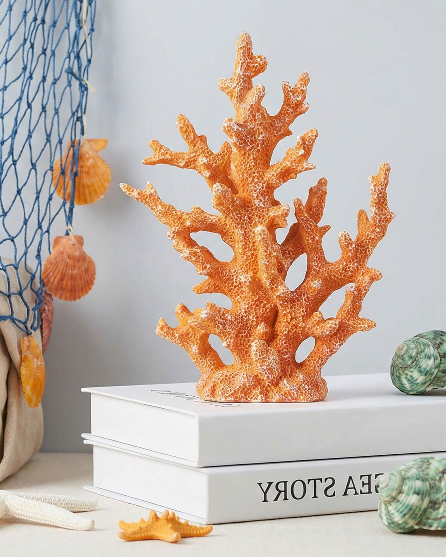 ZASEUCI Lifelike Coral Reef Sculpture Statue - Handmade Resin Ocean Decor for Aquarium, Desk, Bathroom, Shelf - Coastal Beach Nautical Theme Gift for Home & Office