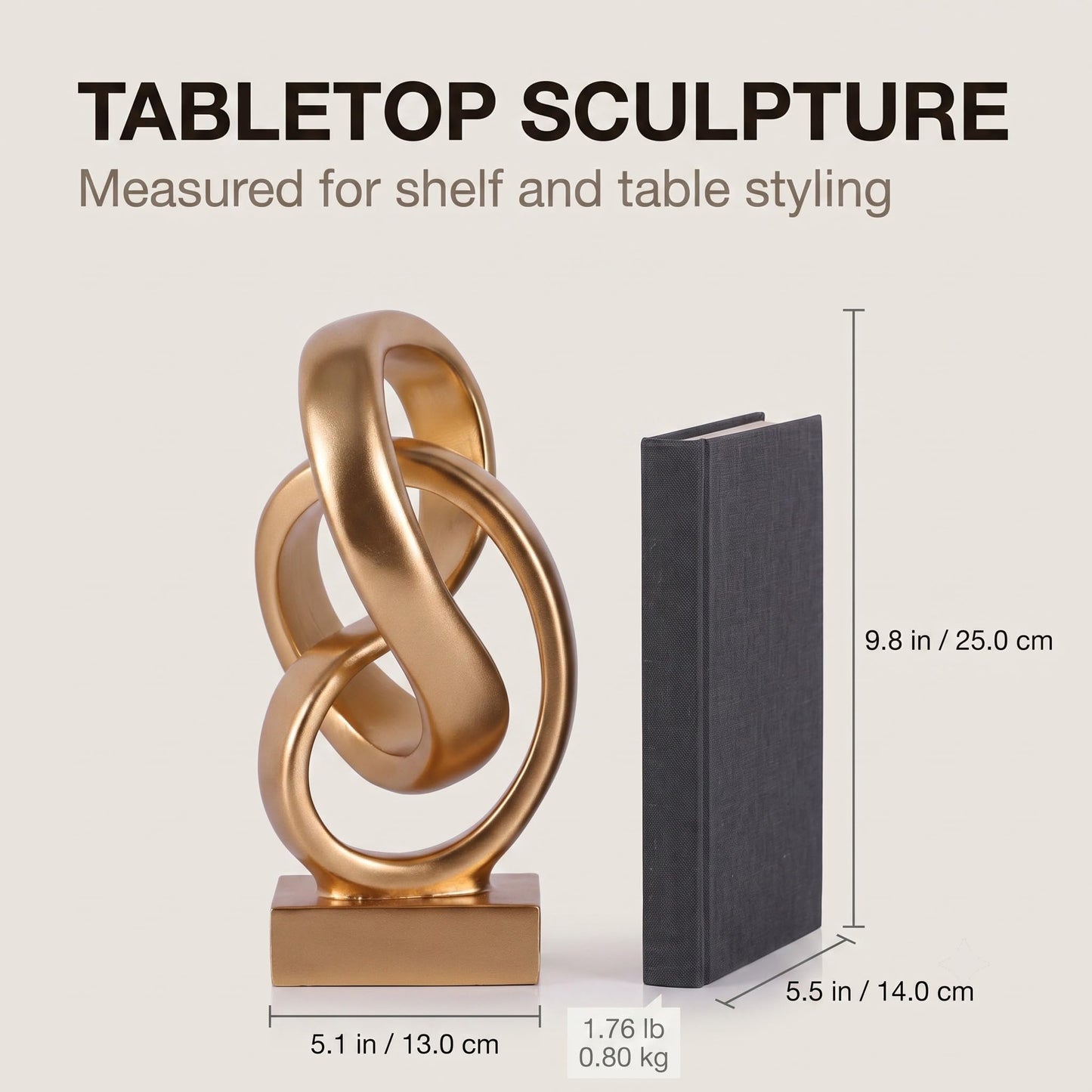 WUBIANJIE Abstract Sculpture Knot Decor, Resin Abstract Sculptures Home Decor, Modern Geometric Tabletop Art Object for Living Room Shelf Mantel Entryway Console