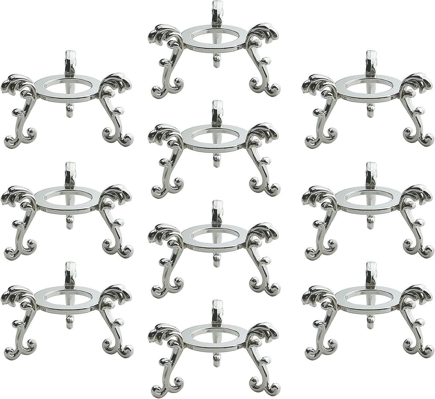 vskikris 10pcs Large Crystal Ball Display Stand Silver Sphere Holder for 40-100mm Sphere - Metal Tripod Base for Crystals, Rock,Balls