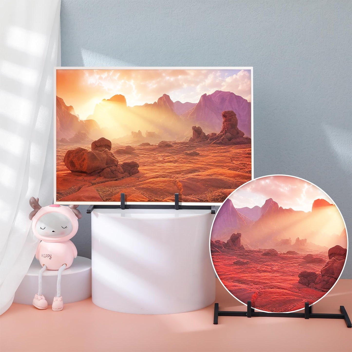 Yaocom 4 Pcs Black Metal Display Stands Sleek Easel Holder for Stained Ceramic Tiles Art Collectibles, Elegant Picture Frame Stand for Home Decor, Office, Gallery Trade Show Exhibits