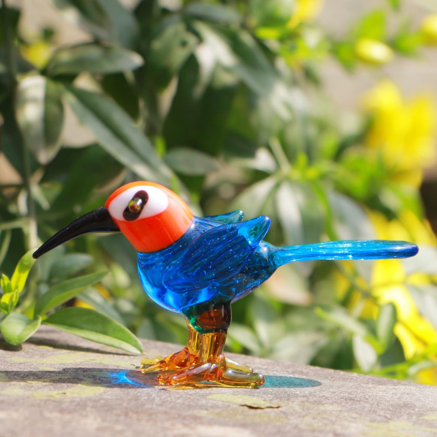 Crystal Bird Decor Glass Animal Statue Garden Room Ornament Hand-Blown Collectible Figurines Blue Bird