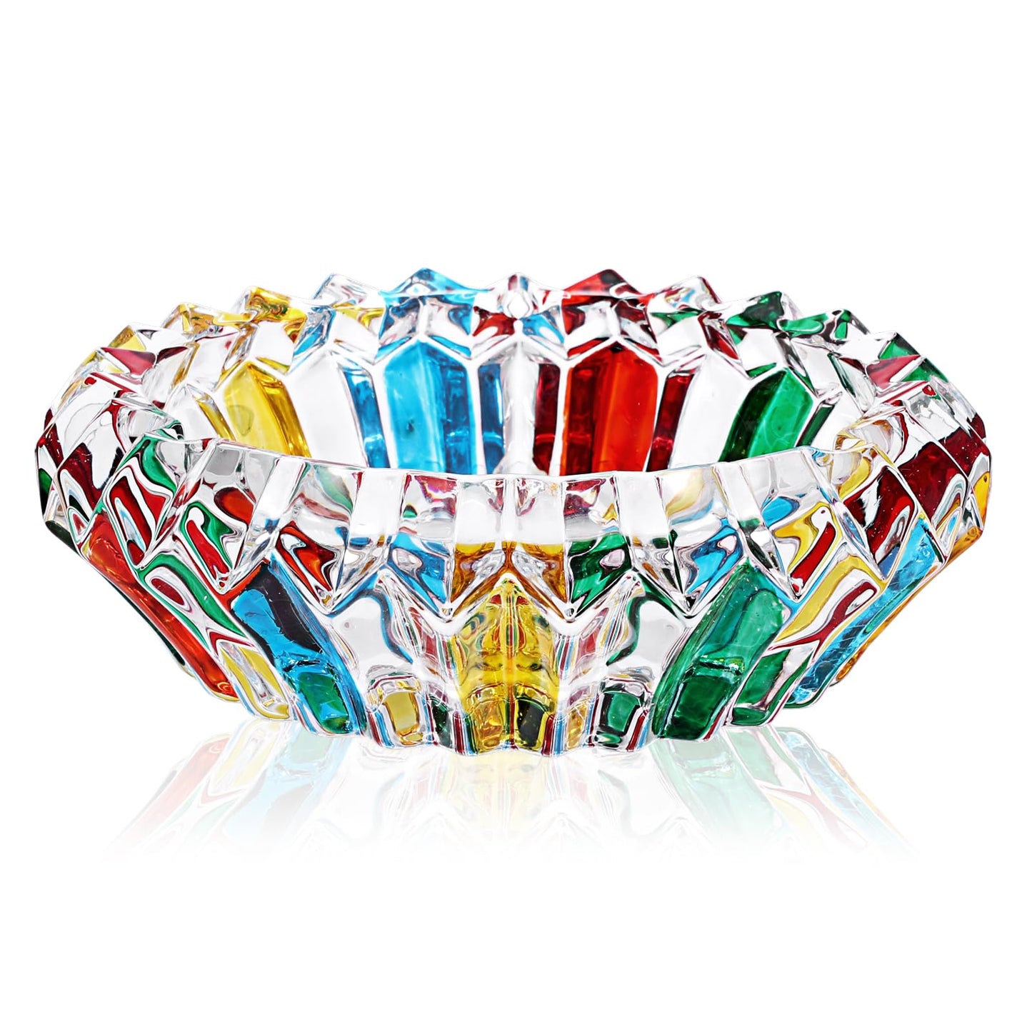 GUSHBIN Coloured Glass Decorative Bowl Crystal Key Dish for Entryway Table Serving Bowl for Chocolate Candy Jewelry Holder