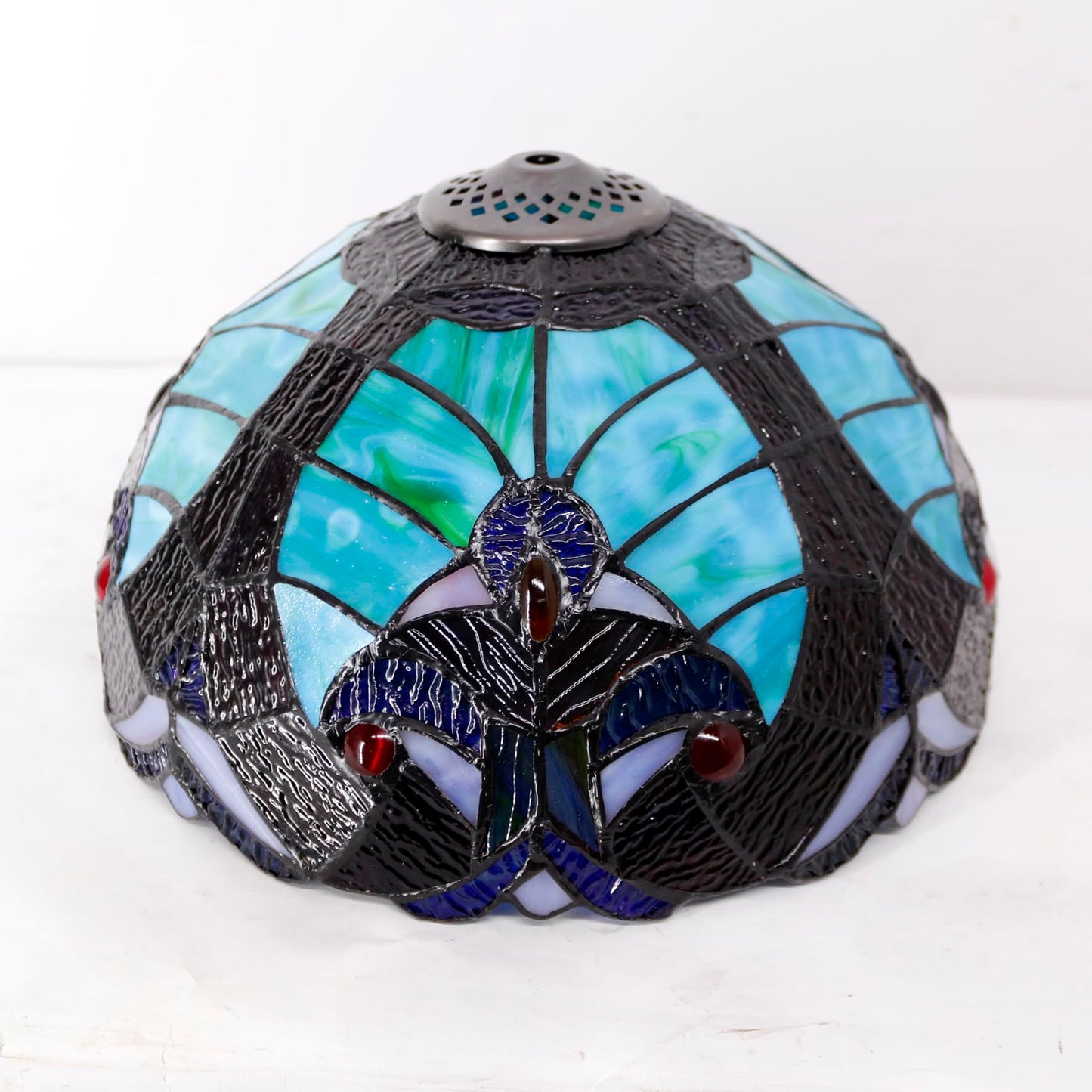 WERFACTORY Tiffany Style Lamp Green Liaison Stained Glass Table Lamp