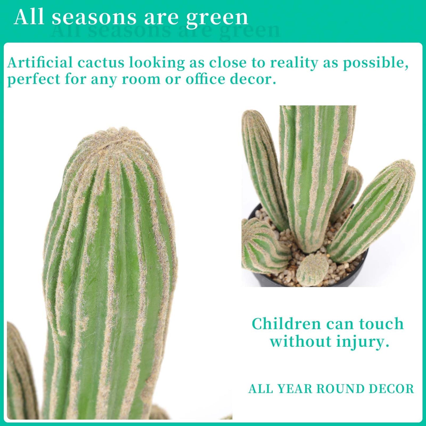 Ronminus Artificial Cactus 16 INCH Tall Fake Cactus Plants Faux Cacti Saguaro with Planter for Indoor Outdoor Home Office Shop Garden Decoration