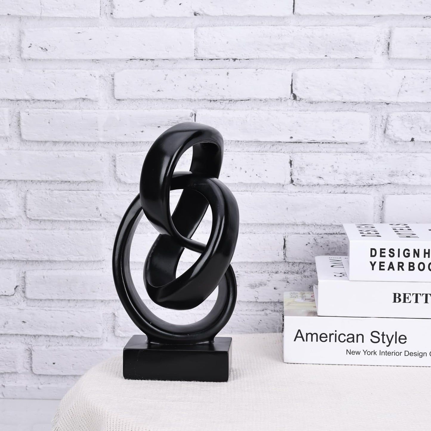DOVDOV Abstract Black Knot Sculpture, Geometric Decor, Black Decorative Piece for Living Room Coffee Table or Bookshelf Top, Office Coffee Table or Entryway Console Decor.