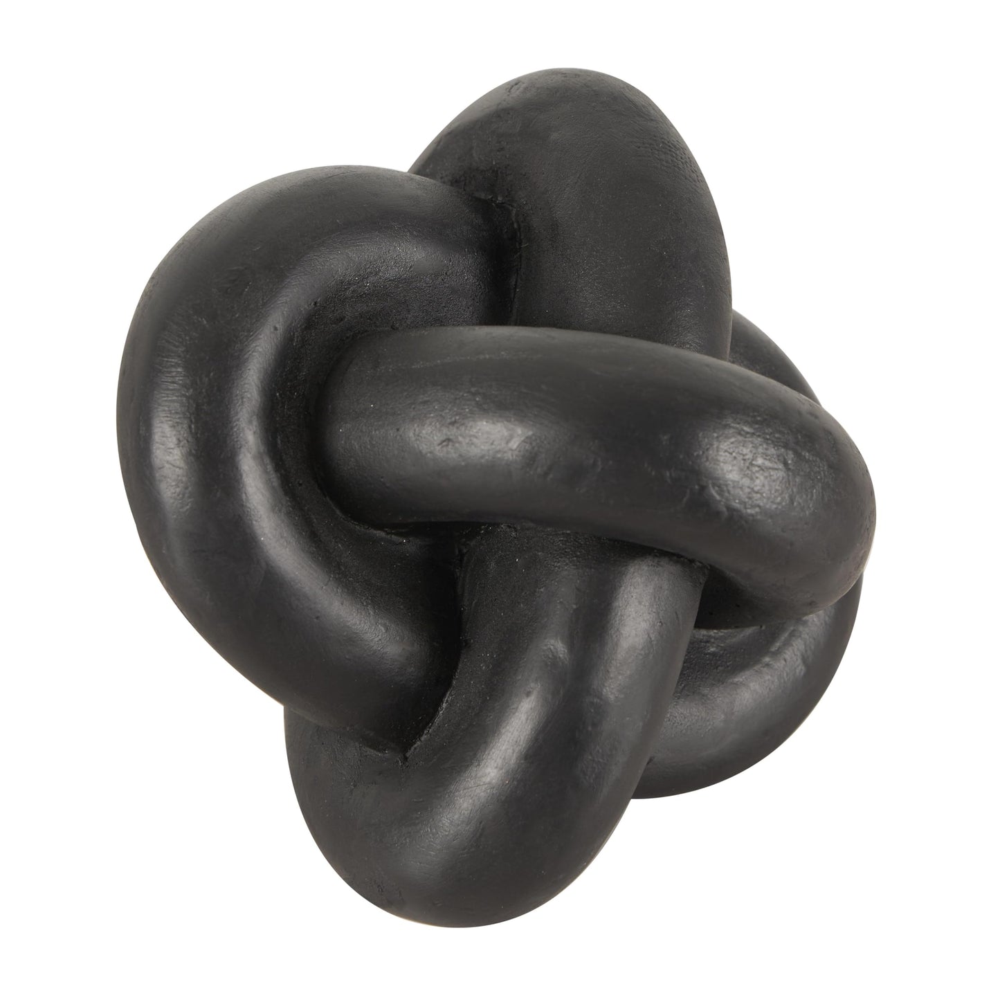 CosmoLiving by Cosmopolitan Resin Geometric Decorative Sculpture Knot Inspired Home Decor Statues, Set of 3 Accent Figurines 4", 4", 3"W, Black