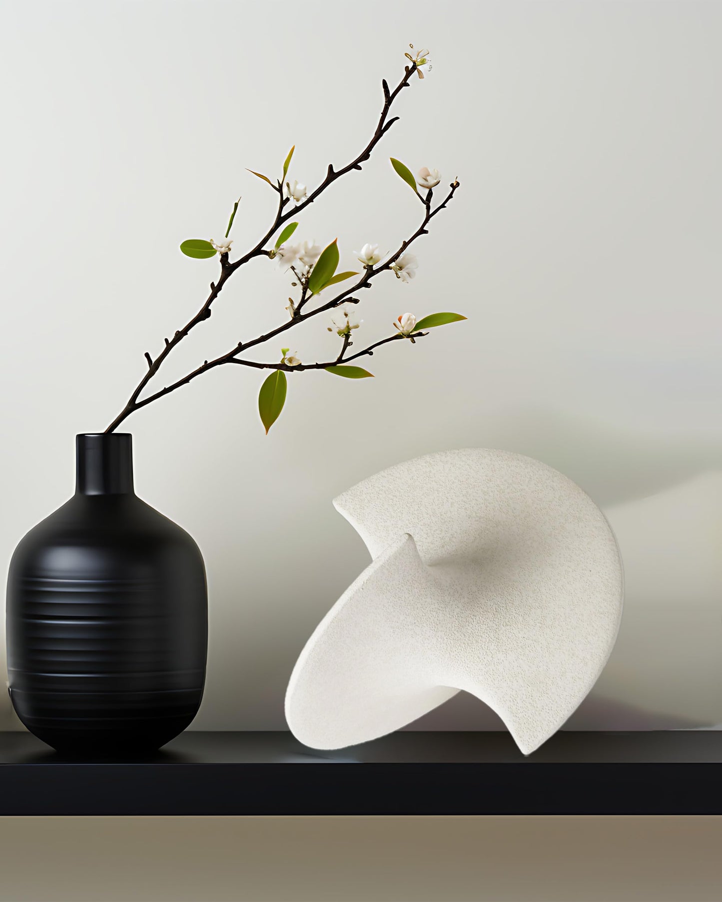UPWOIGH Large White Ceramic Inspired Art, 9.45x8.6x9.45 in Handmade Premium Personalized Ceramic Balancing Sculpture for Living Room,Table Décor,1Pack