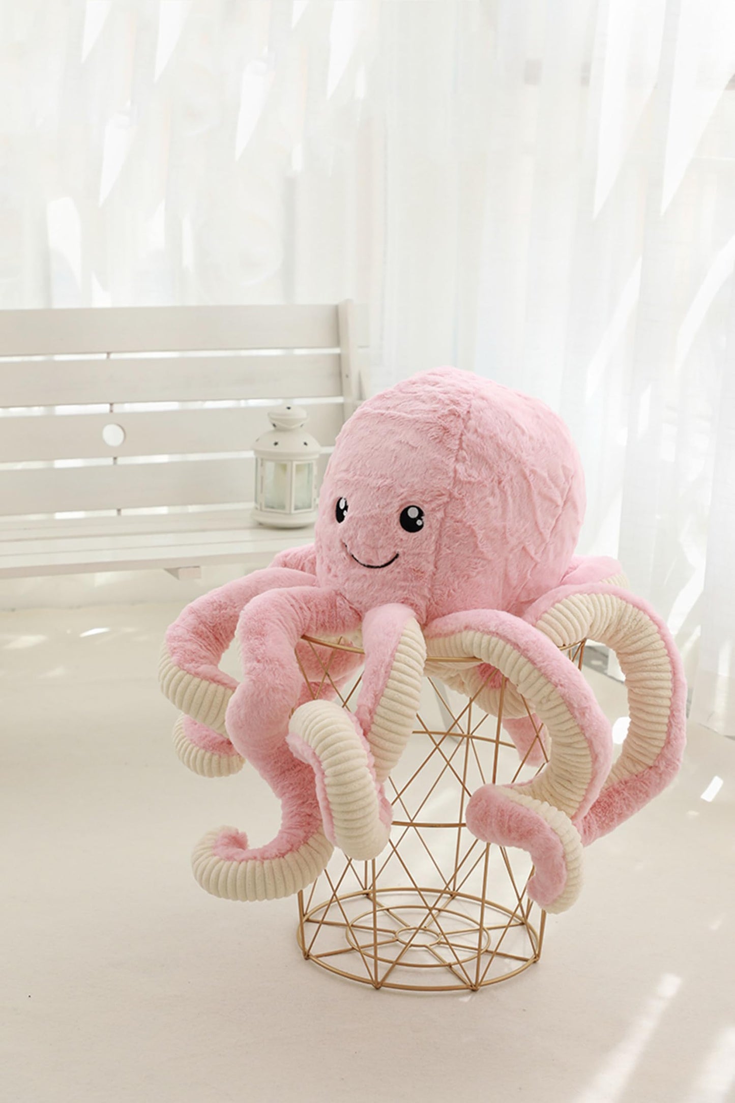 Maxpetus Cute Plush Octopus Stuffed Toy Pillow - Soft Kids' Cushion for Toddler Bed & Playroom，Soft Marine Animal Decorations (Light Pink, 15.7 inch)