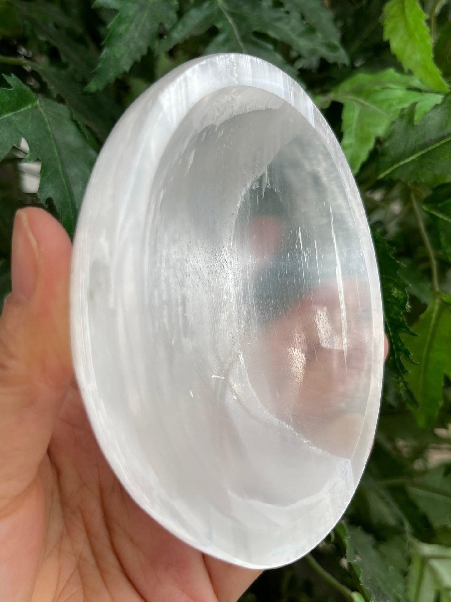 GAF TREASURES Gemstone Carved - 4" Selenite Oval Bowl, Selenite Crystal Polished Charging Bowl