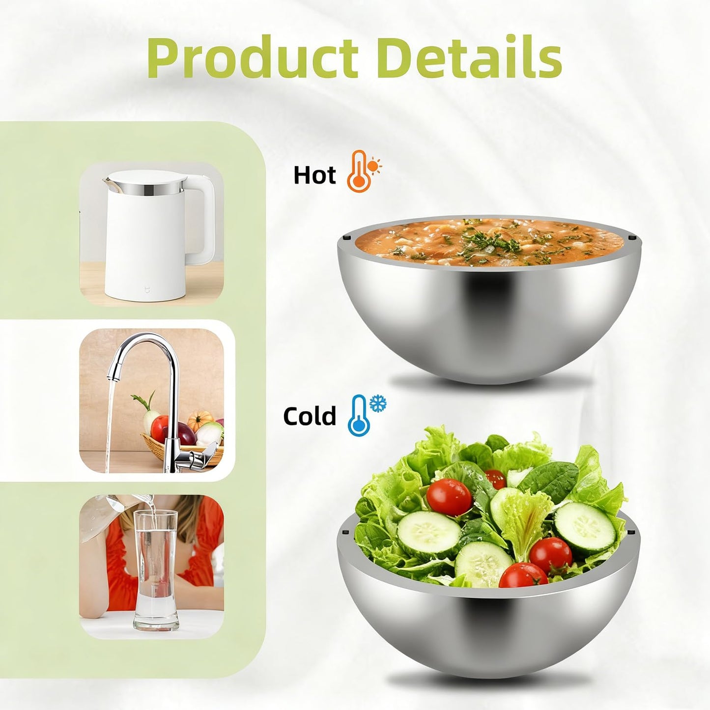 GEMREETA 304 Stainless Steel Dip Chiller Bowl – Double-Walled Insulated Serving Bowl for Salsa, Guacamole, Sauces, Salad & Condiments – Keeps Food Hot or Cold for Parties & Buffets (1, 70 oz)