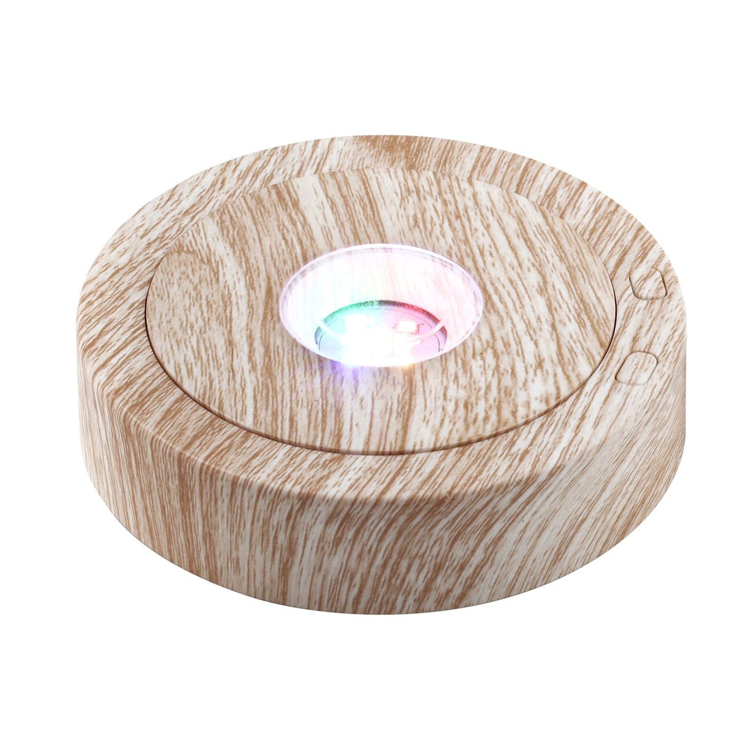 Onepec Rotating LED Base - Positive and Negative Rotation Display with 7 Lights Wood Grain Led Base Light for Glass Crystal Art, Nice Holiday Party Christma Decor