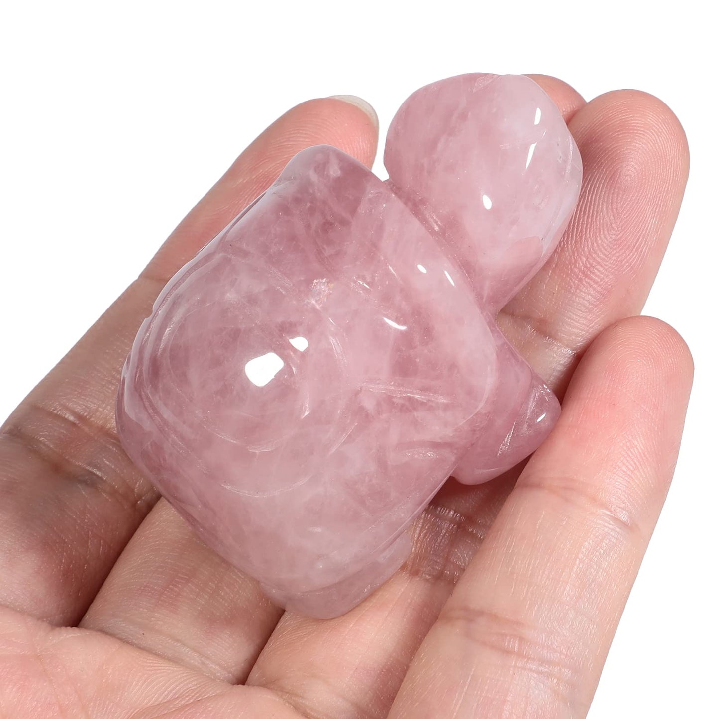 Loveliome Rose Quartz Crystal Turtle Figurine 2 Inch – Hand Carved Gemstone Statue for Desk Decor, Luck & Longevity Gift, Feng Shui Home Office Sculpture