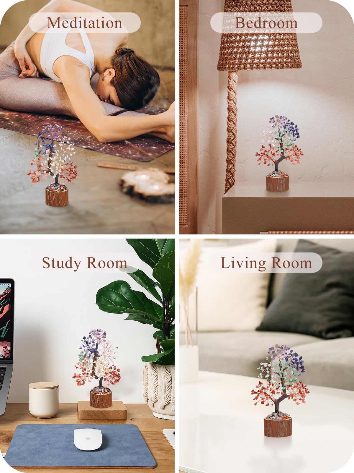 Jovivi 7 Chakra Crystal Tree Birthday Gifts for Women,Natural Healing Crystal Feng Shui Tree of Life Bonsai Gemstone Money Trees,Spiritual Gift for Positive Energy, Wealth & Good Luck
