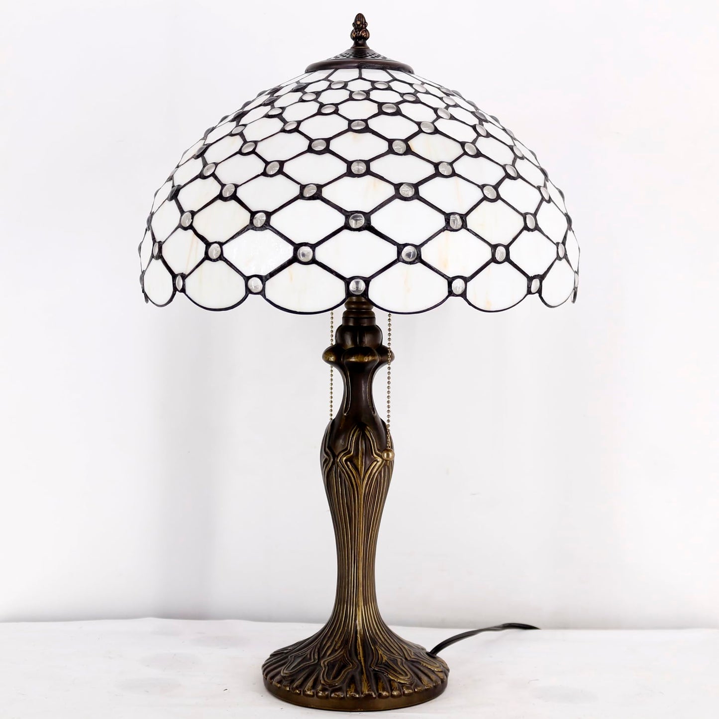 WERFACTORY Tiffany Table Lamp Stained Glass Bedside Lamp Desk Reading Light