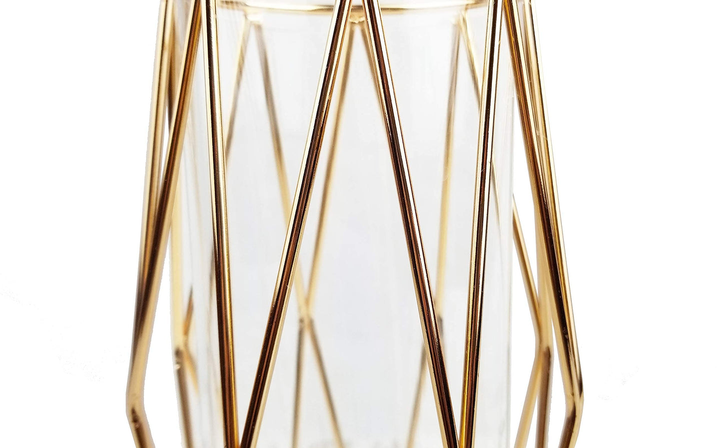 FSyueyun Gold Flower Glass Vases for Centerpieces with Premium Metal Rack, Modern Large Vases Home Decor Living Room or Wedding Centerpiece (11 Inches Tall)