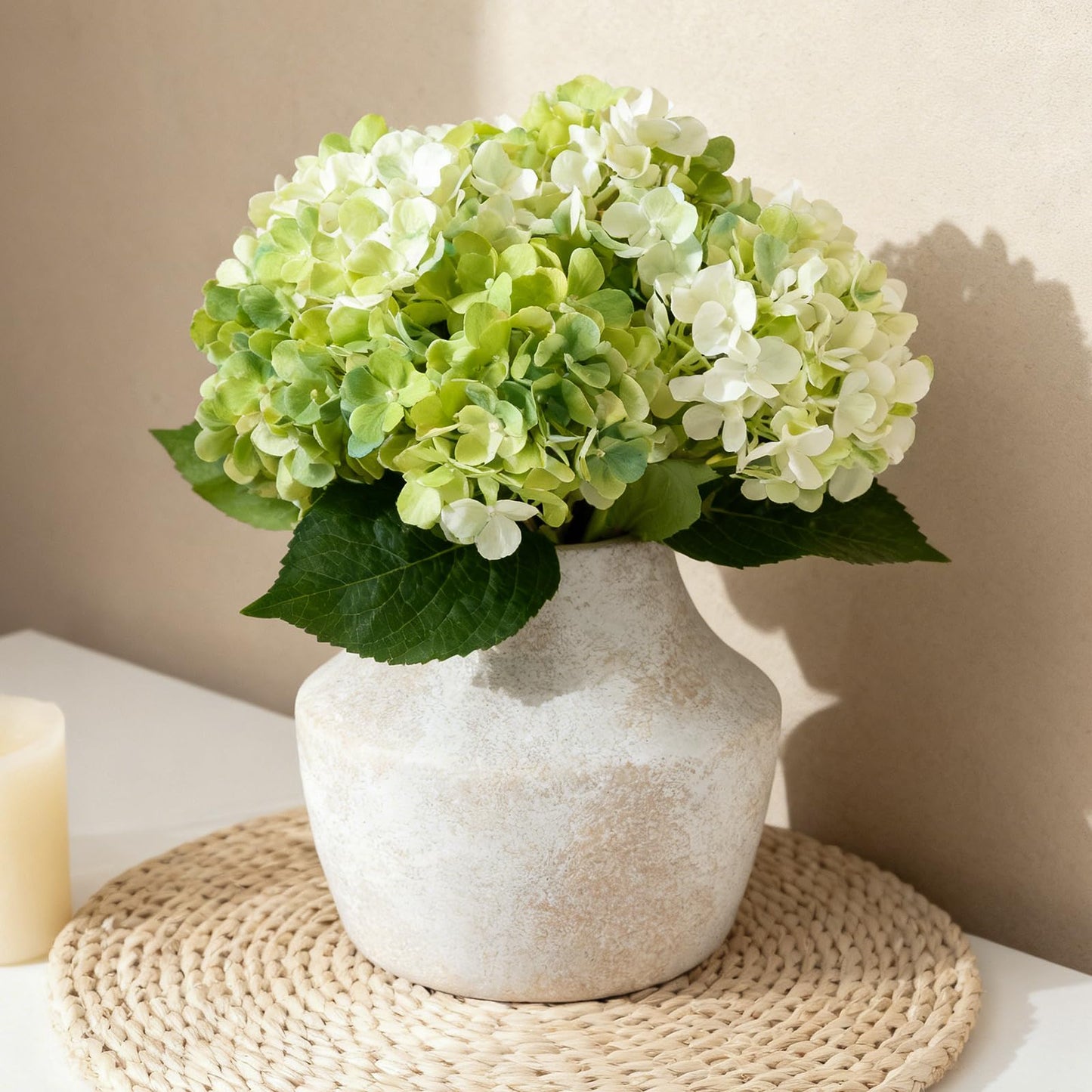Ceramic Flower Vase 5.2 Inch - Farmhouse Centerpiece Vase for Home Decor, Rustic Table Vase for Dried Flowers, Handcrafted Pottery for Living Room, Shelf & Wedding Decor