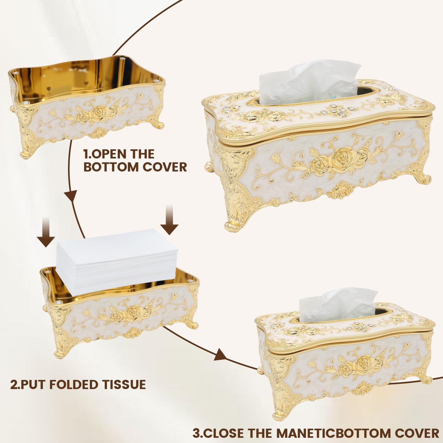 Geesatis Tissue Box Cover, Rectangle Tissue Box Holder,9" L x 5" W x 3.7" H