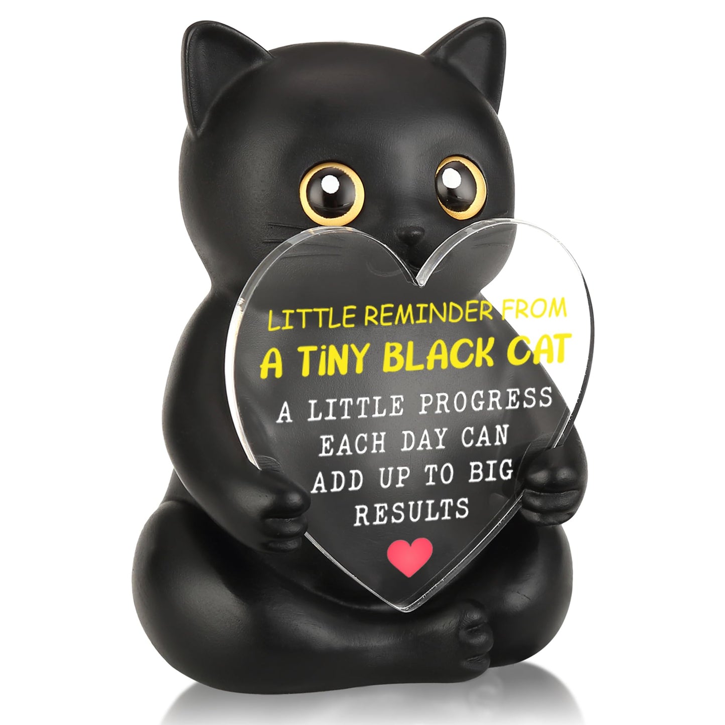 Tiny Black Cat Desk Decor - Encouragement & Motivation Gift for Coworkers, Teachers, Nurses, Friends, Family, Positive Reminder Plaque - Inspirational Gift, Perfect for Office Desk Decor - FDD618