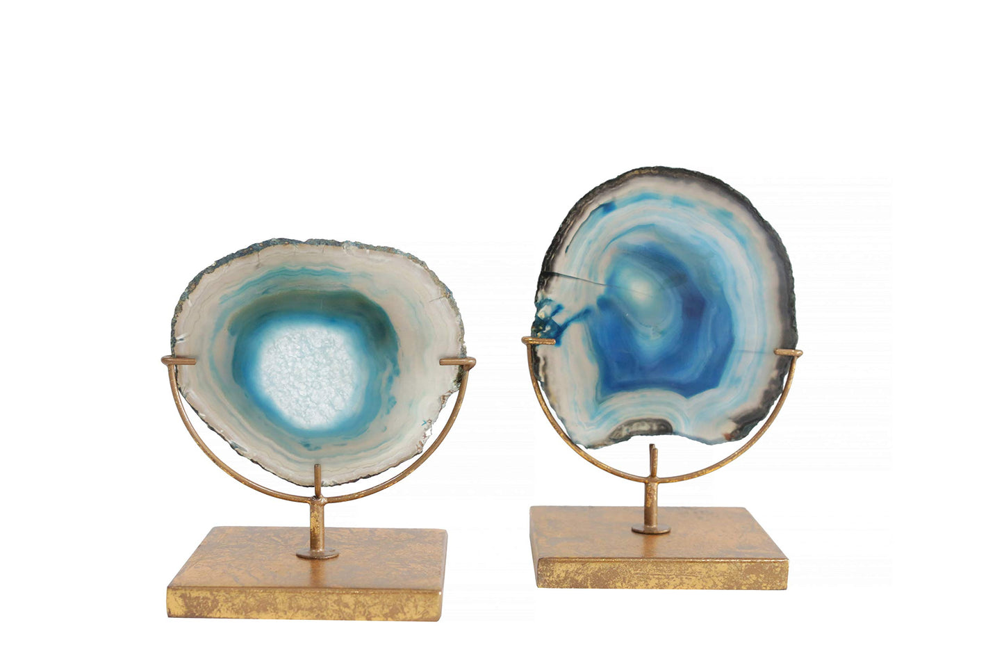Creative Co-Op Decorative Agate Stone Slice on Metal Stand