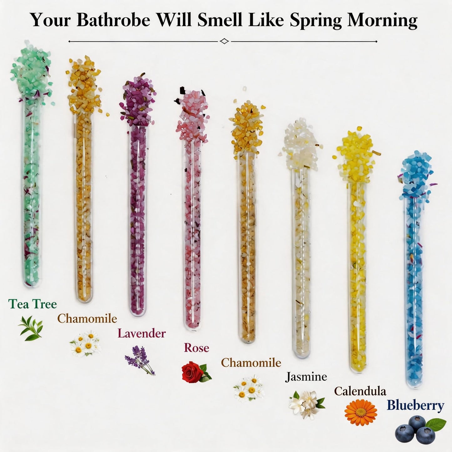 Bath Salts for Women and Men Relaxing, Fathers Day Birthday Gift, with Dead Sea Salt, Essential Oils, Minerals and Dried Flower, Spa Bath & Foot Soak, Individual Tubes, Travel Size, 8 Scents, 8 oz