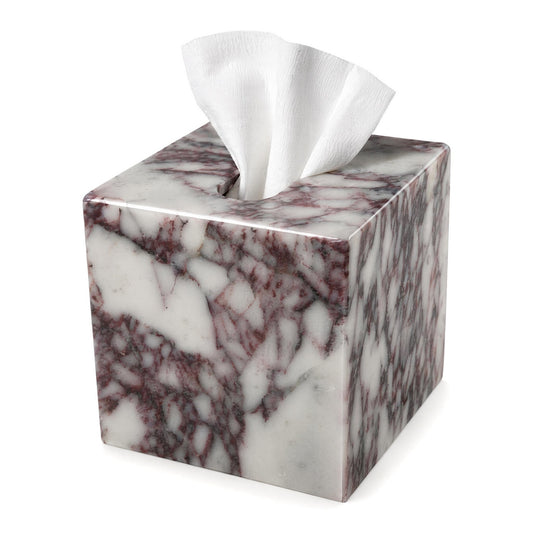 Luxury Natural Calacatta Viola Marble Tissue Box Cover with Magnetic Base