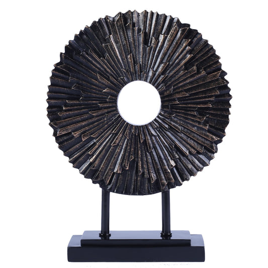 CECKQUE Minimalist Round Statue Above Cabinet Decor Kitchen, Modern Decorative Sculpture Home Decorations for Living Room Coffee Table, Office Decor Items, Center Pieces Decoration (Black)