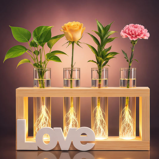 SIXBEE LED Plant Propagation Station 4 Glass Tubes for Hydroponic Cuttings