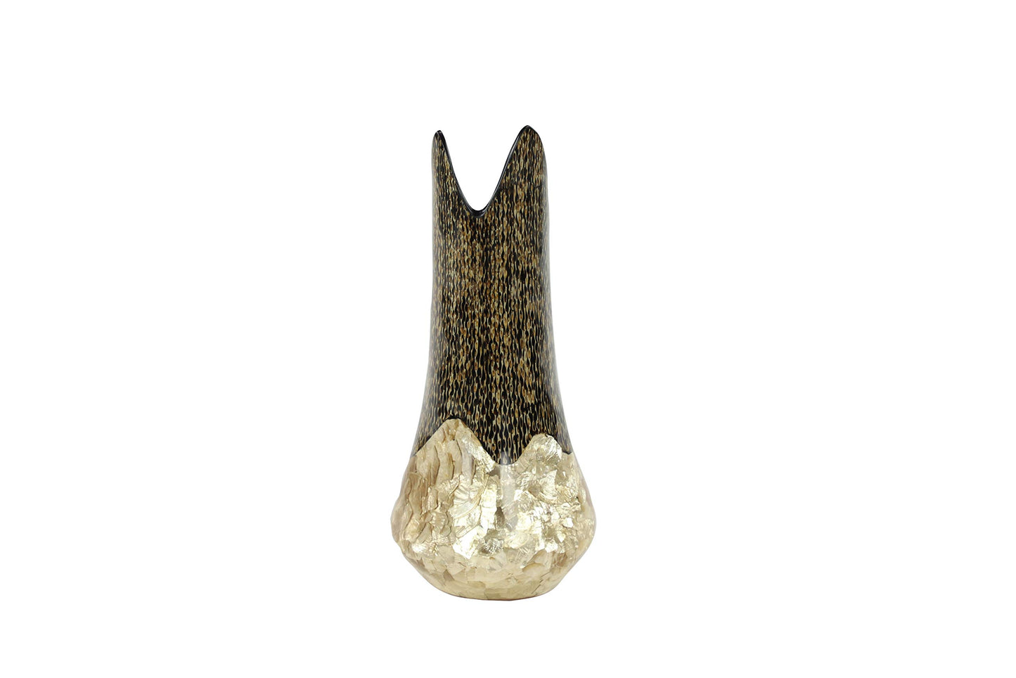 Deco 79 45180 Large Resin Vase w/Gold Capiz Shell & Vervain Inlay, 7” x 19”, Medium