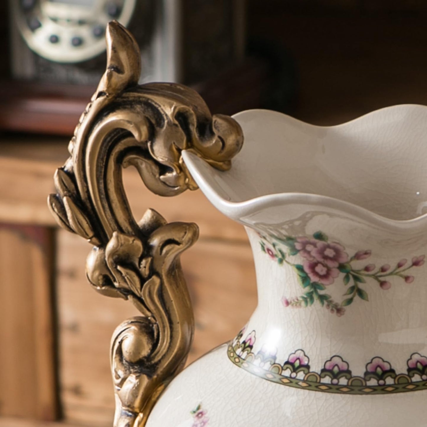 Tall Table Modern Vase,Large Ceramic Flower Vases for Shelf Home Decor,Creative Classic Pink Vase 16.5 inch,Sophisticated Vessel for Decorative Branches and Dried Flower. (Bird Bloom Blue)
