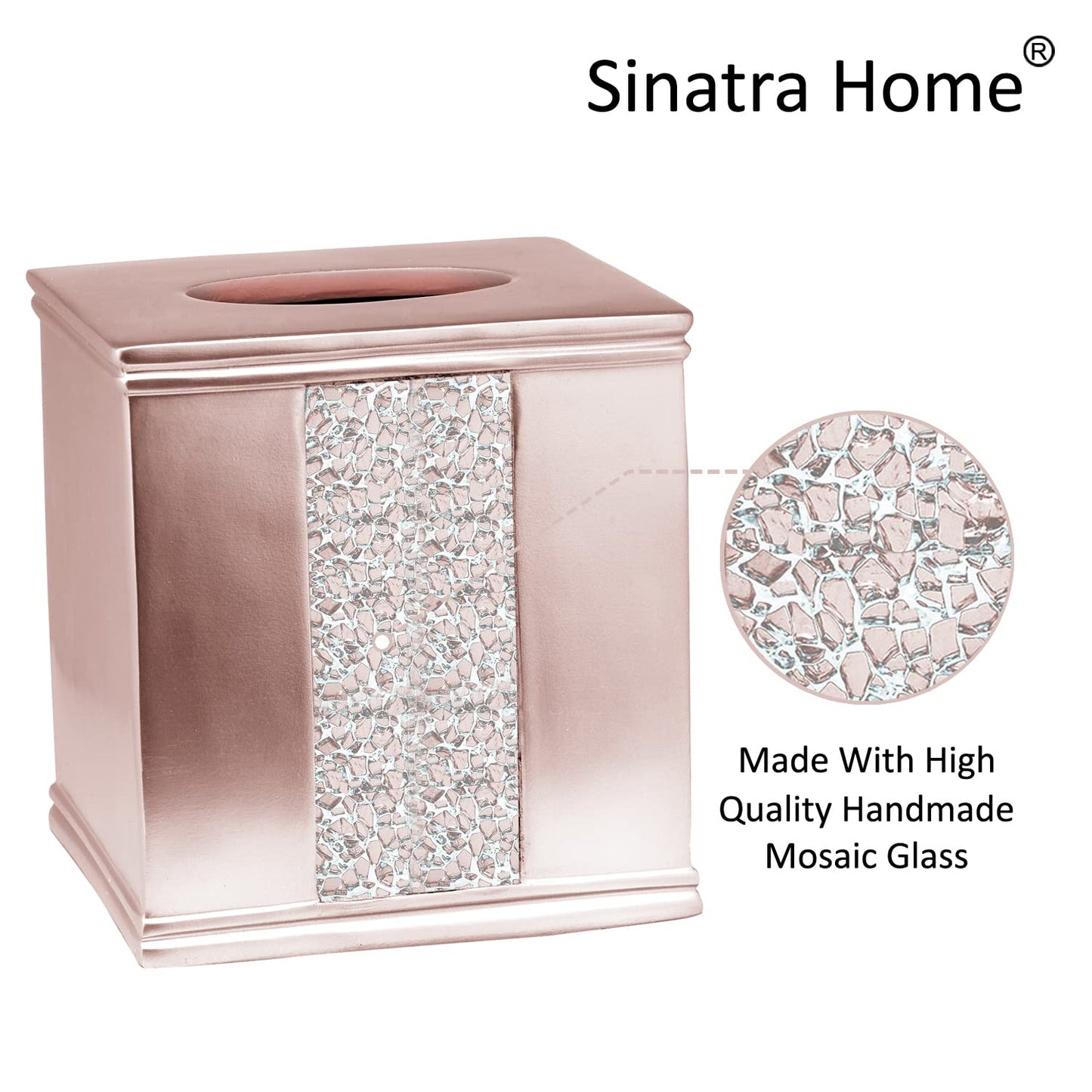 Popular Bath Sinatra Modern Bath Tissue Box Modern Classic Contemporary Decorative Beautiful Designs Bathroom Decor for Home Luxury Bath, Blush