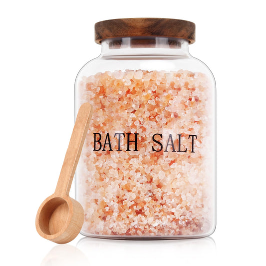 74 oz Glass Bath Salts Jar,Bath Salt Container with Lid and Scoop,Bathroom Organizers and Storage,for Bathtub Accessories for Women,Bathroom Decor,Home Decor