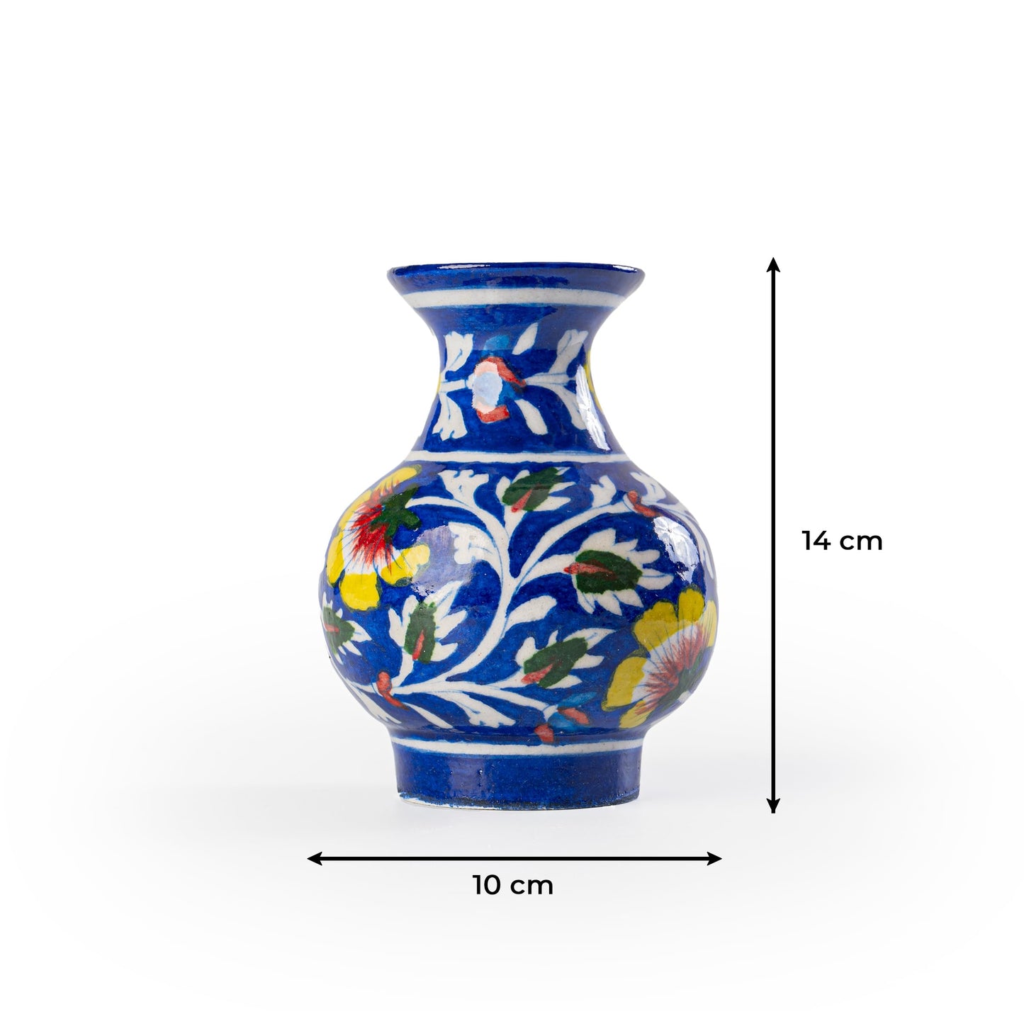 Ceramic Vase Handmade Ceramic Blue and White Designer Elegant Flower Pot with Floral Design for Living Room Bedroom Office and Gifting (Yellow Flower)