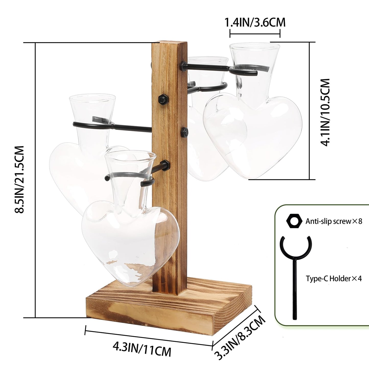 CYZglass Plant Terrarium Propagation Stations with Wooden Stand