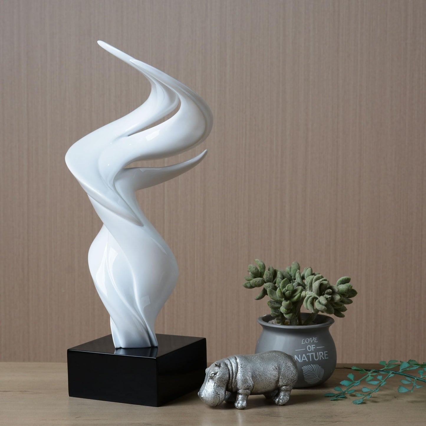 HAUCOZE Modern Art Sculpture Abstract Statue Decor Table Centerpiece Ornament Home Figurine Gift for Living Room Office Bedroom Polyresin 16.0 Inch