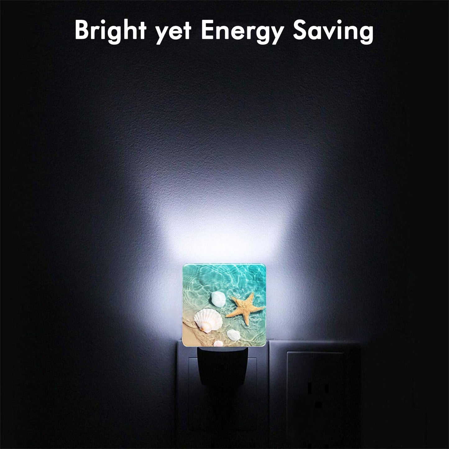 BLYKVGHQ Starfish and Seashell On Beach Night Light,Modern Night Lights Plug into Wall,Dusk to Dawn Sensor Nightlight for Kids Bathroom Kitchen Hallway Bedroom Decor
