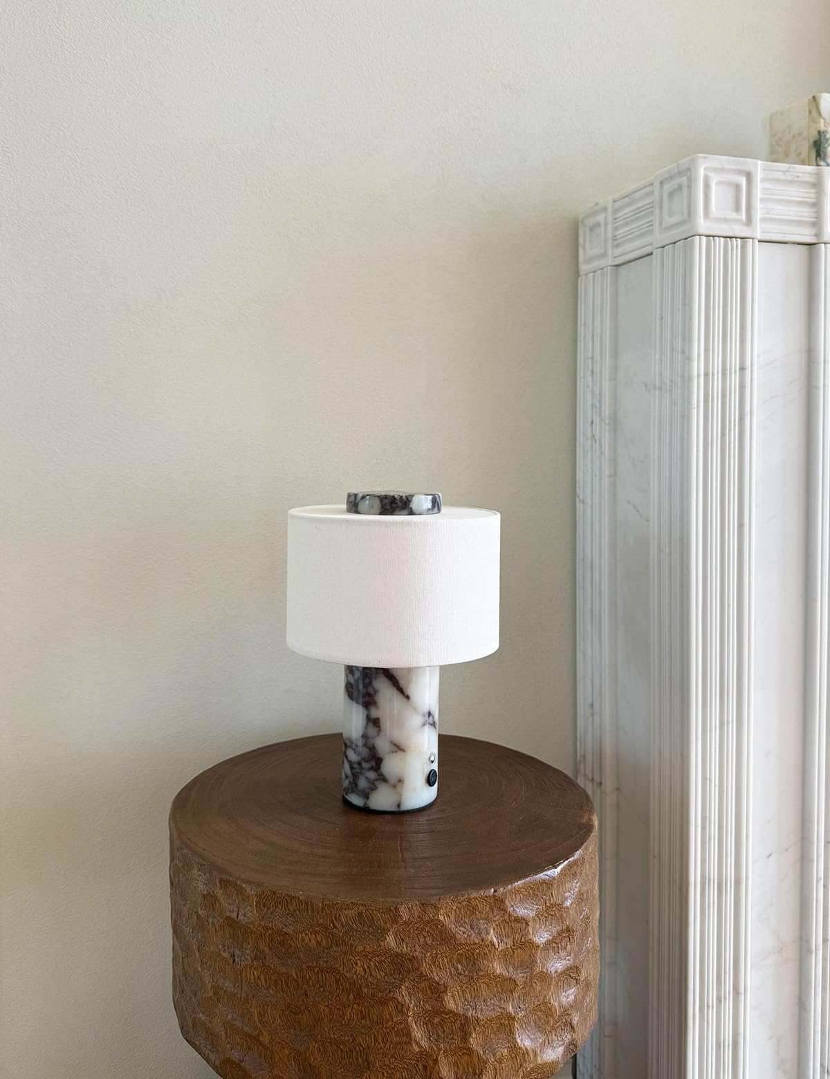 BSOD Marble Lamp, Stone Table Lamps Rechargeable Modern Decorative Touch Dimmable Cordless Luxury Design Bedside Lamp for Home Decor, Bedroom, Living Room & Office (Rechargeable Calacatta Viola Lamp)