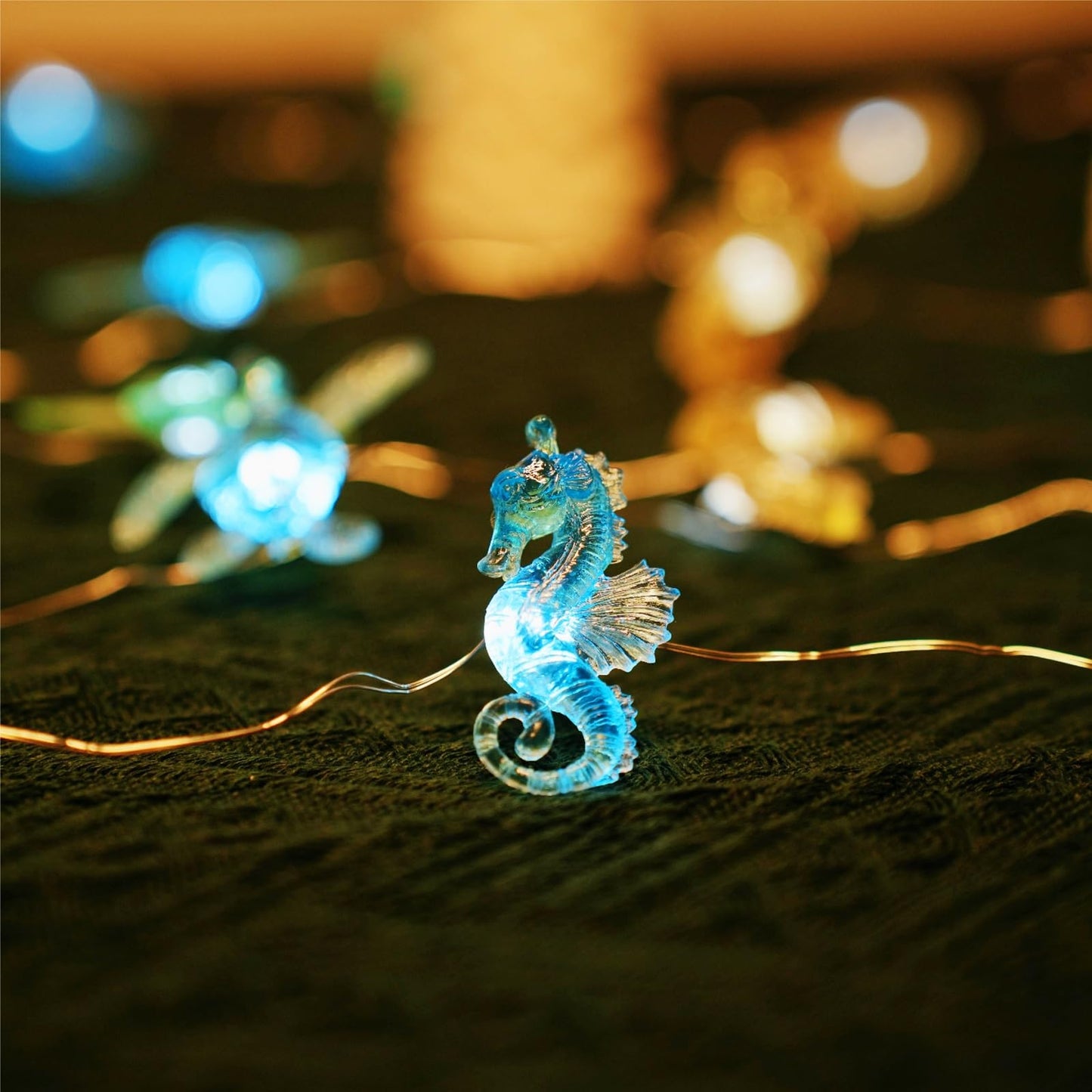 Ocean themed decor String Lights, Nautical Beach Party Decorations,Cute Sea Turtle Starfish Decorative Marine Life Night Lamp,Battery Operated USB Plug In 30LED 10ft For Bedroom Christmas Ornaments