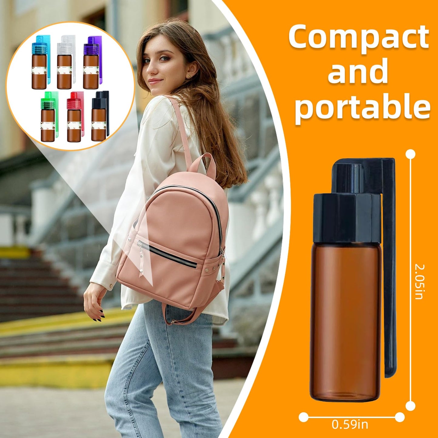 6Pcs 5ml Mini Glass spice containers, Portable Brown Glass Spice Containers for Travel Camping Picnic Daily Kitchen Use