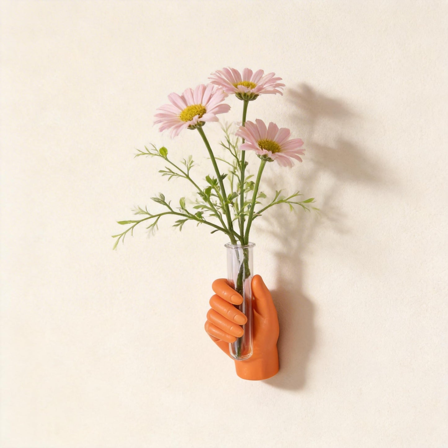 Orange Hand Shaped Wall Vase, Modern Creative Wall Vase, Unique Art Decoration, Stylish Home Decor for Living Rooms, Bathrooms, Patios, Entrances, and Office Decor.